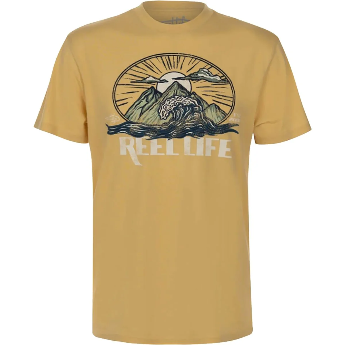 Reel Life Neptune Ocean Washed Wavey Sunset T-Shirt - New Wheat