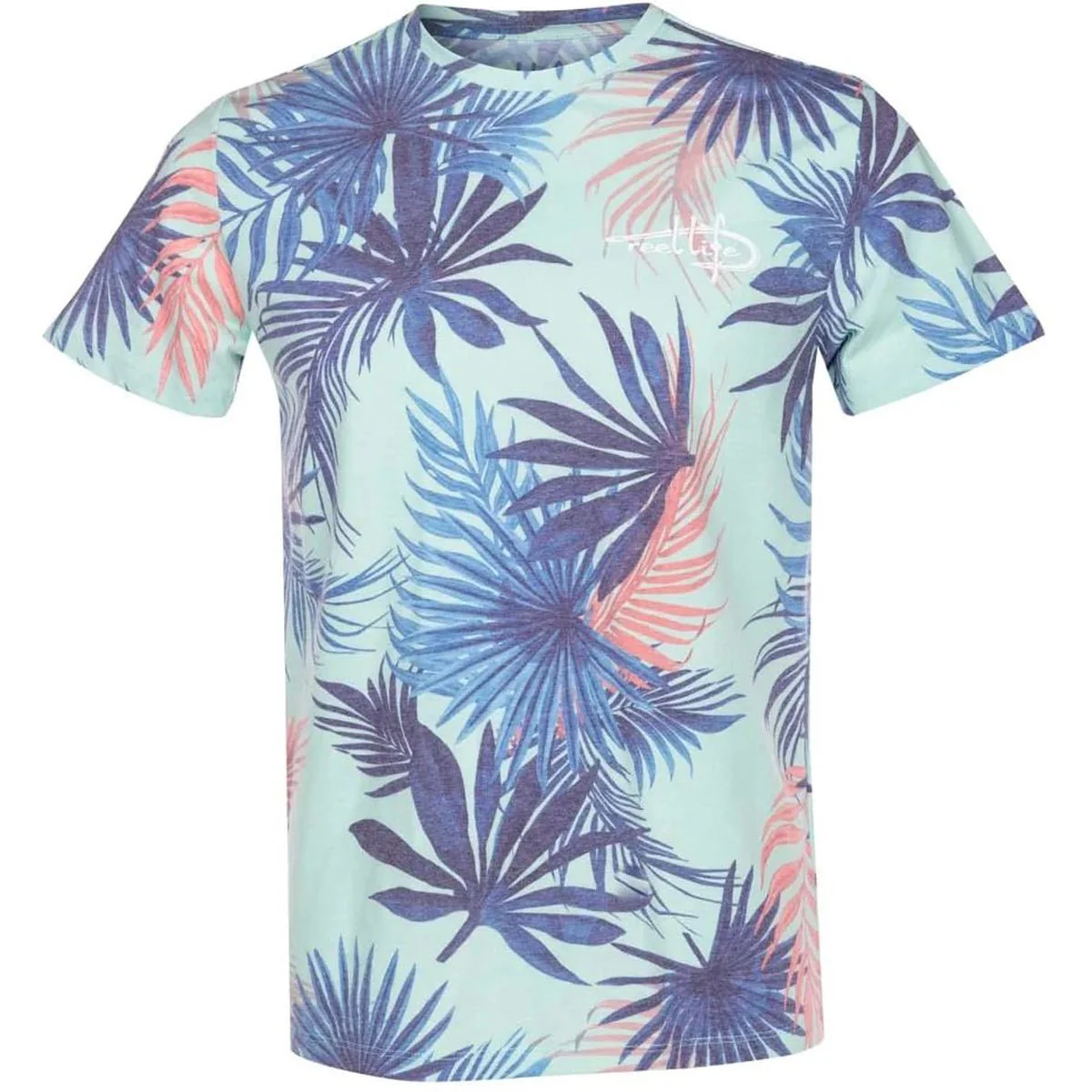 Reel Life Tropical Oasis AOP Ocean Washed T-Shirt - Misty Jade