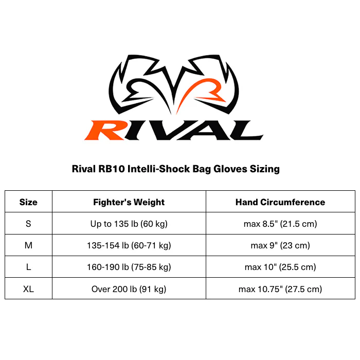 RIVAL Boxing RB10 Intelli-Shock Hook and Loop Bag Gloves - Image 6