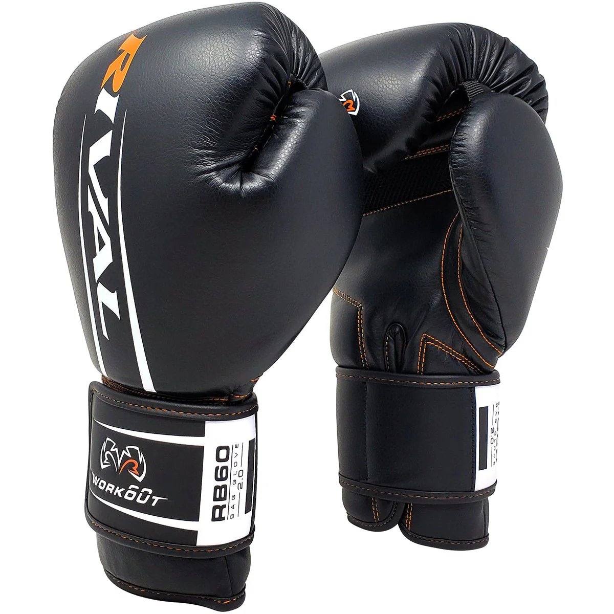 RIVAL Boxing RB60 Workout Hook and Loop Bag Gloves 2.0 - Black - Image 3