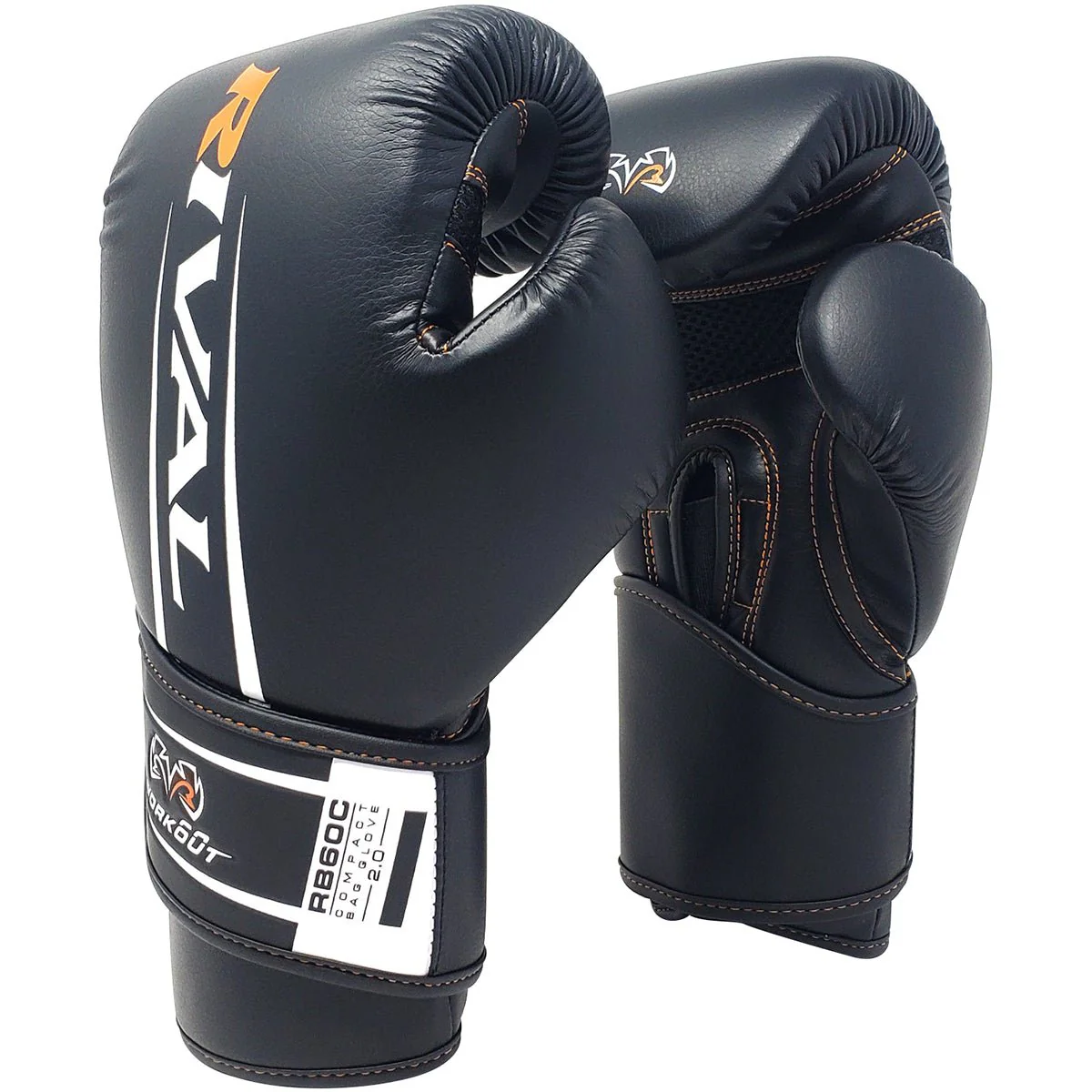 RIVAL Boxing RB60C Workout Compact Hook and Loop Bag Gloves 2.0 - Black - Image 3