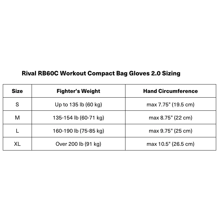 RIVAL Boxing RB60C Workout Compact Hook and Loop Bag Gloves 2.0 - Black - Image 4