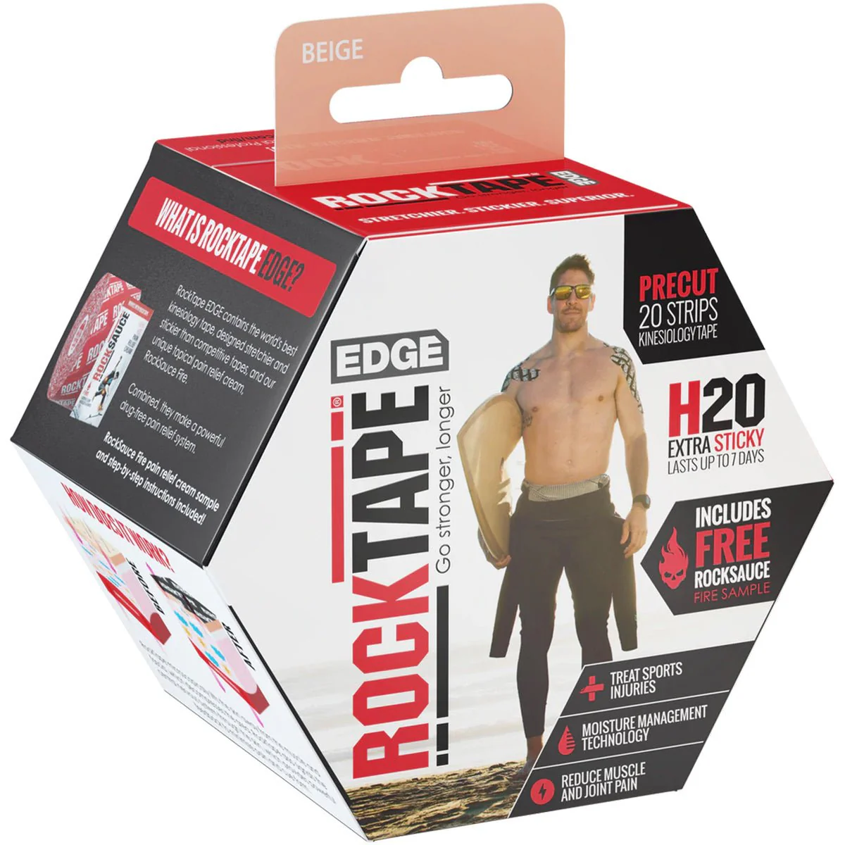 RockTape H2O Edge 10" Precut Kinesiology Tape - 20 Strips - Image 2