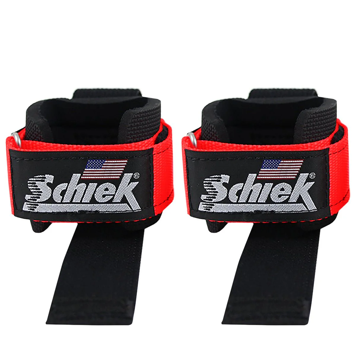 Schiek Sports Model 1000-DLS Deluxe Dowel Lifting Straps - Red