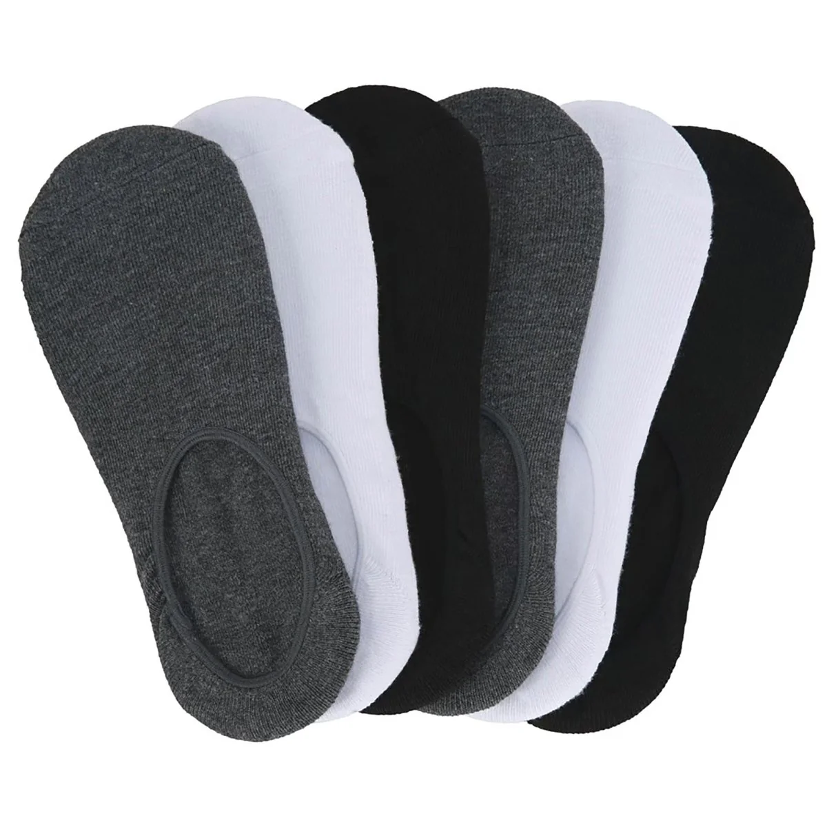 Sof Sole Comfort Footie Socks 6-Pack - Gray/White/Black