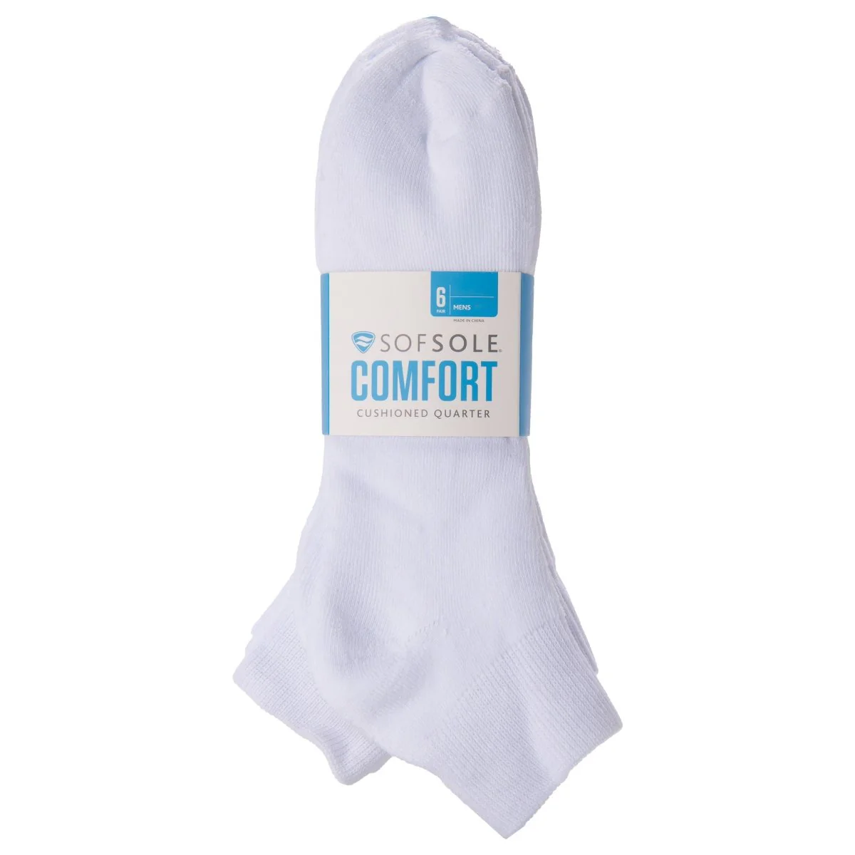 Sof Sole Comfort Quarter Socks, White, Xlarge, 6 Pairs