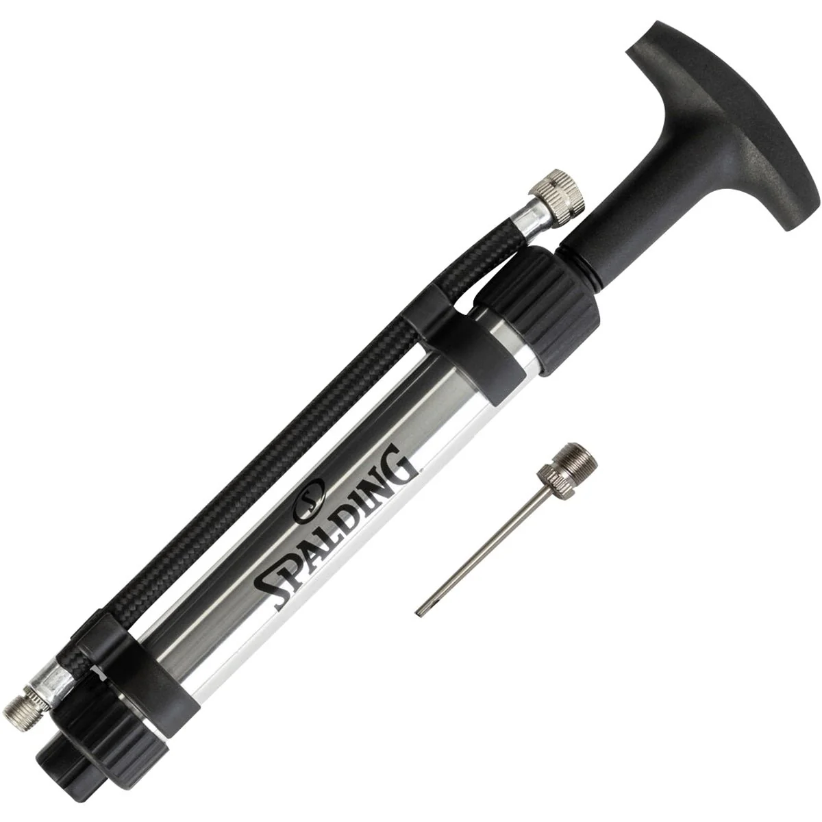 Spalding 6" Dual Action Ball Pump with Hose - Chrome