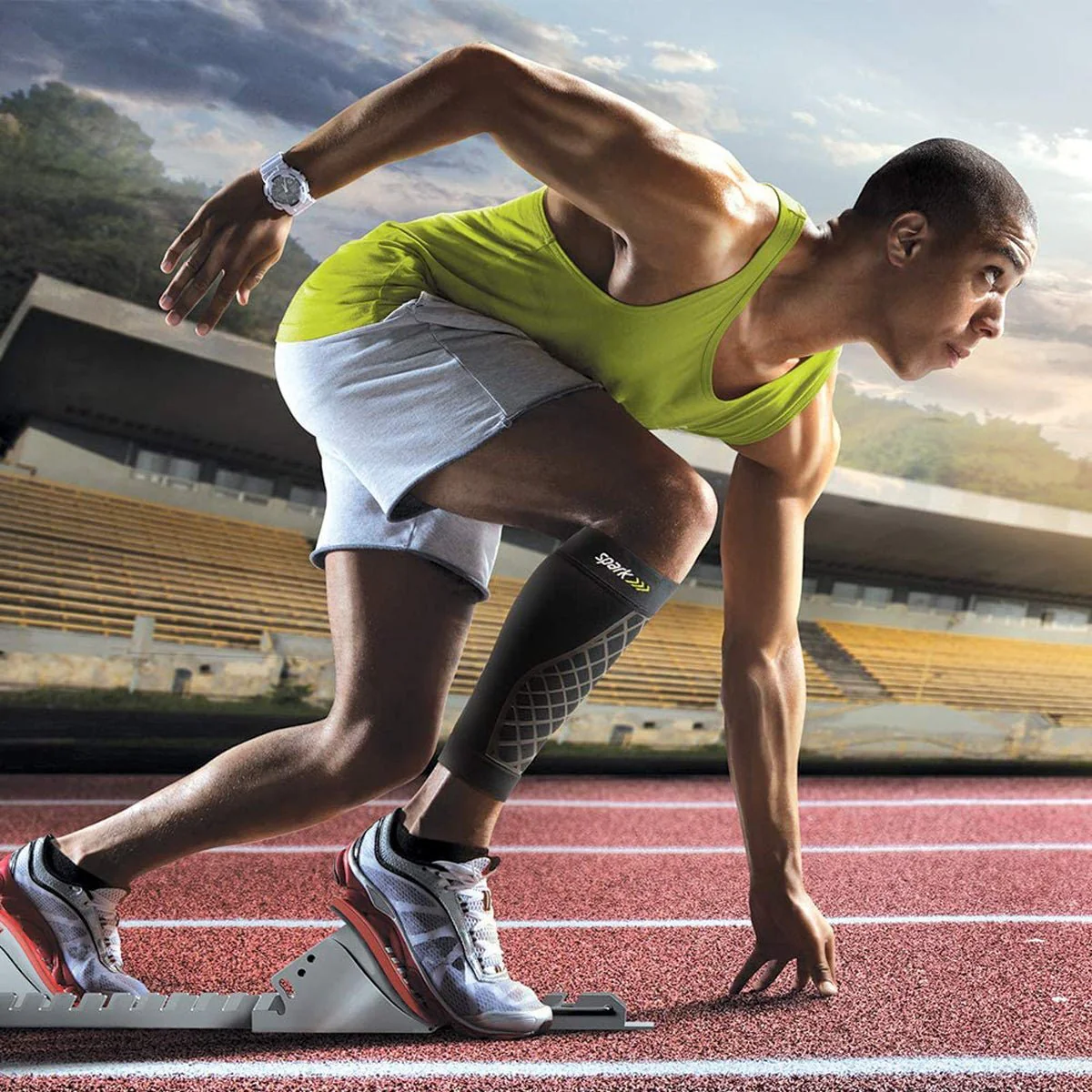Spark Kinetic Calf Sleeve - Compression Support with Embedded Kinesiology Tape - Image 3