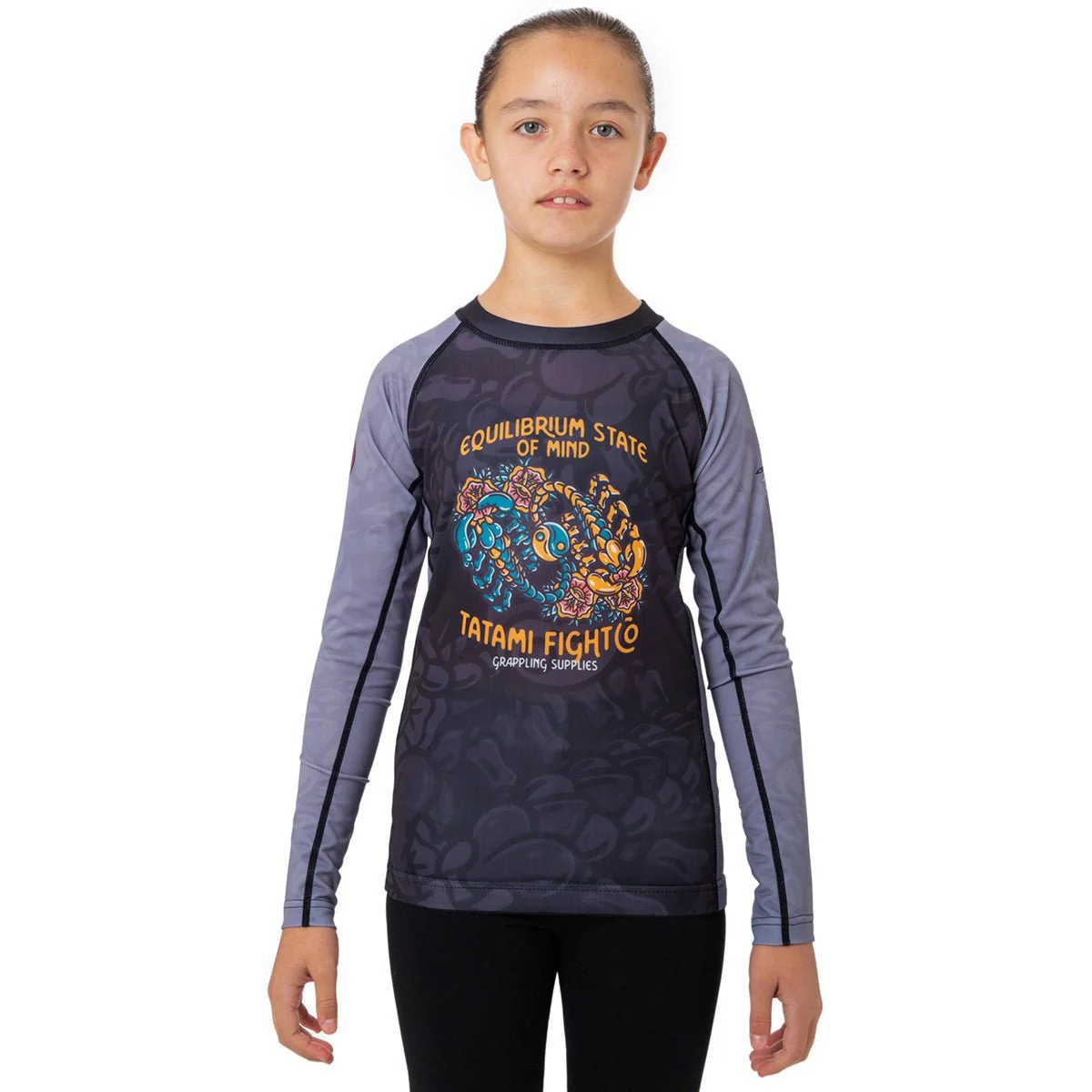 Tatami Fightwear Kids Equilibrium Eco Tech Recycled Long Sleeve Rashguard - Gray