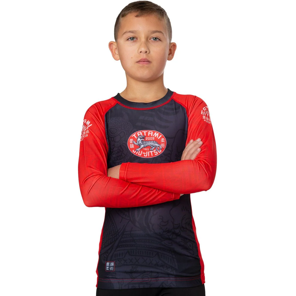 Tatami Fightwear Kid's Takedown Tiger Eco Tech Recycled Rashguard - Black - Image 4