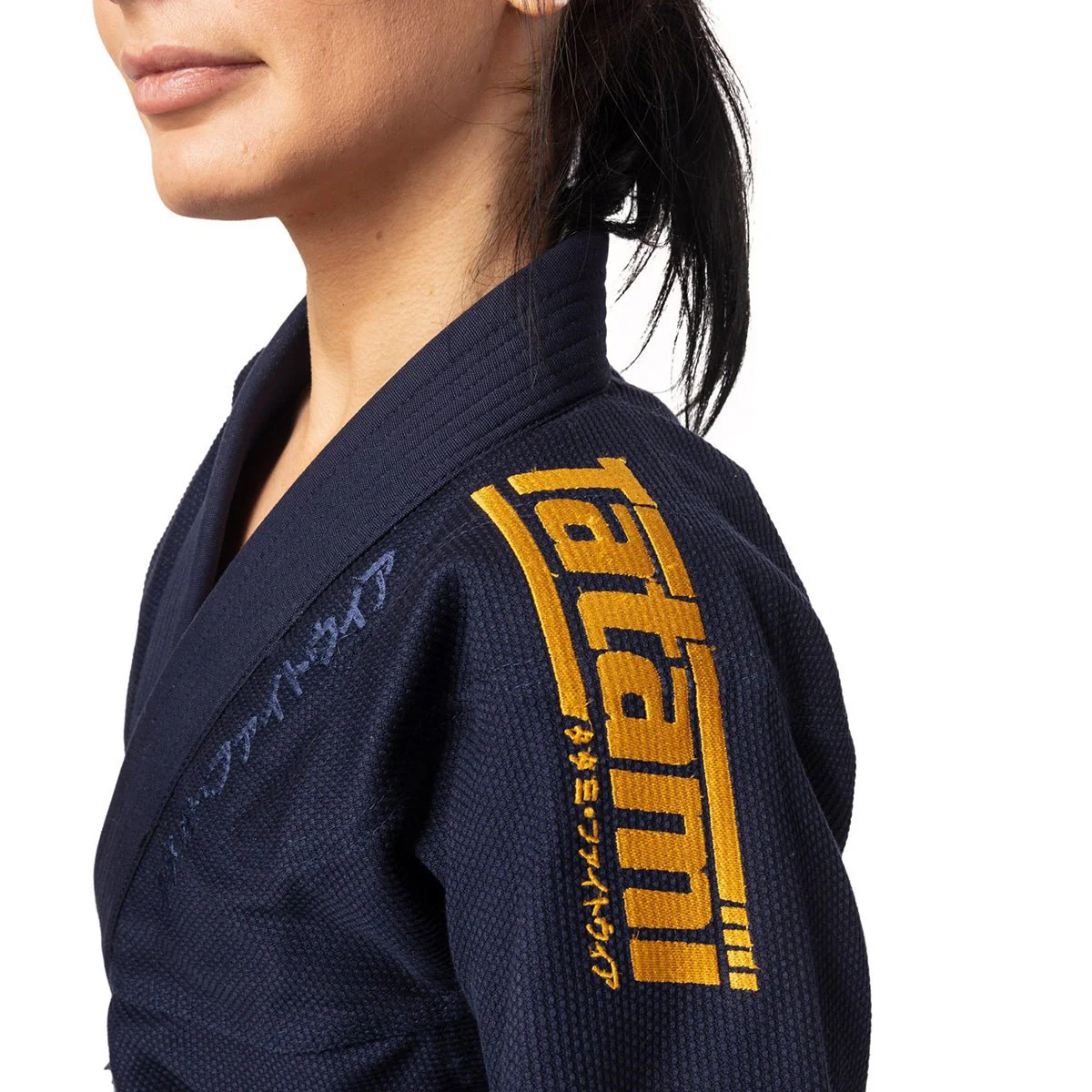 Tatami Fightwear Women's Estilo Black Label BJJ Gi - Gold/Navy - Image 6