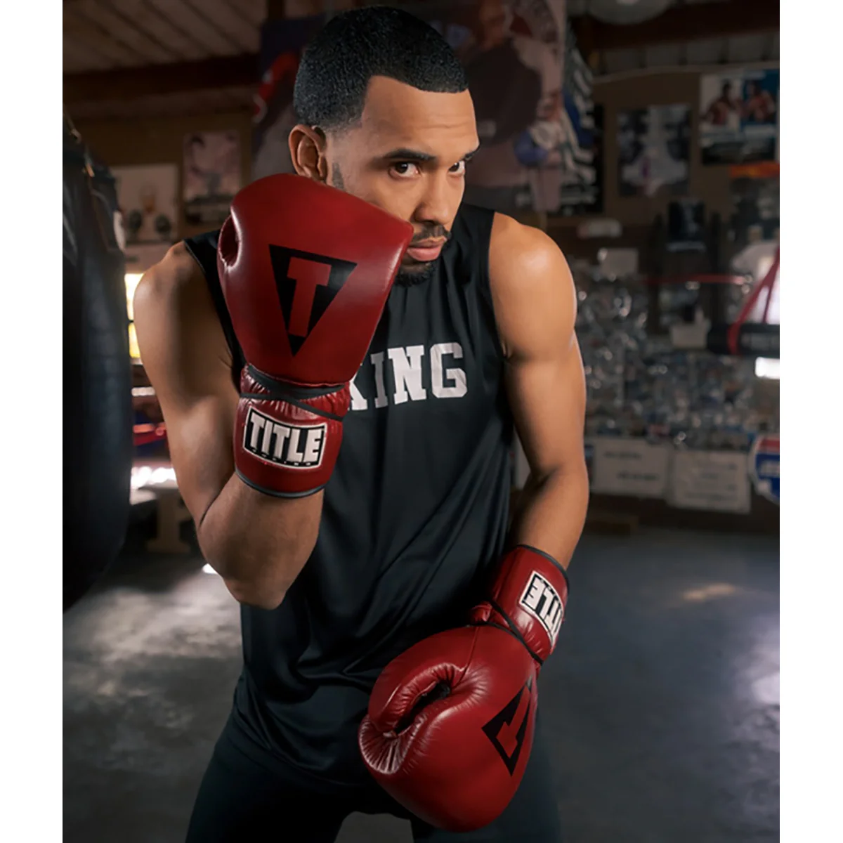 Title Boxing Blood Red Leather Lace Up Sparring Gloves - Image 6