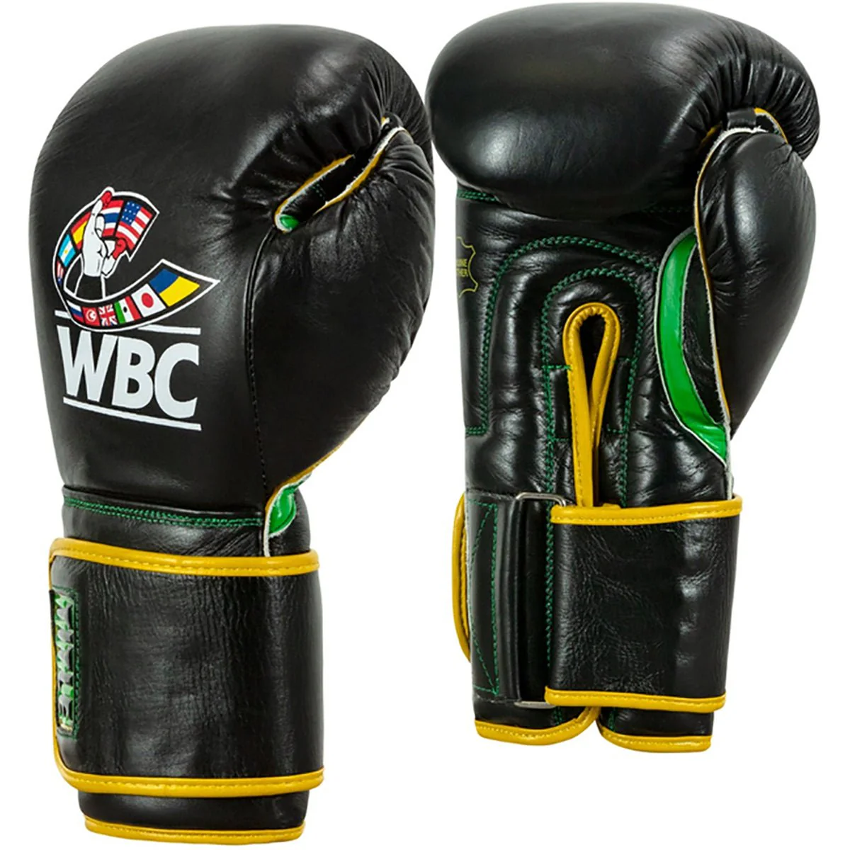 Title Boxing WBC Hook and Loop Bag Gloves - Black/Green - Image 2