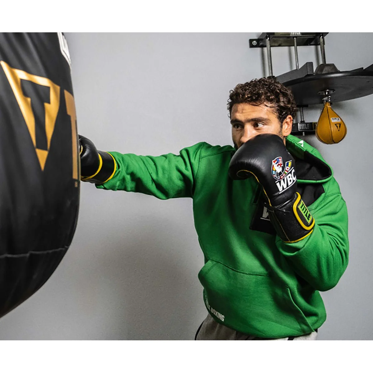 Title Boxing WBC Hook and Loop Bag Gloves - Black/Green - Image 6