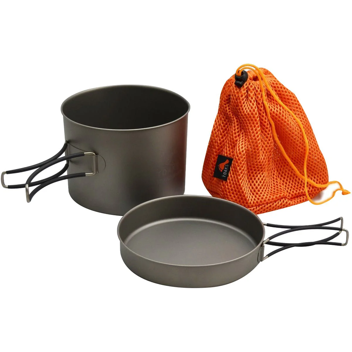 TOAKS Titanium Outdoor Camping Cook Pot with Pan and Foldable Handles - 1300ml - Image 2