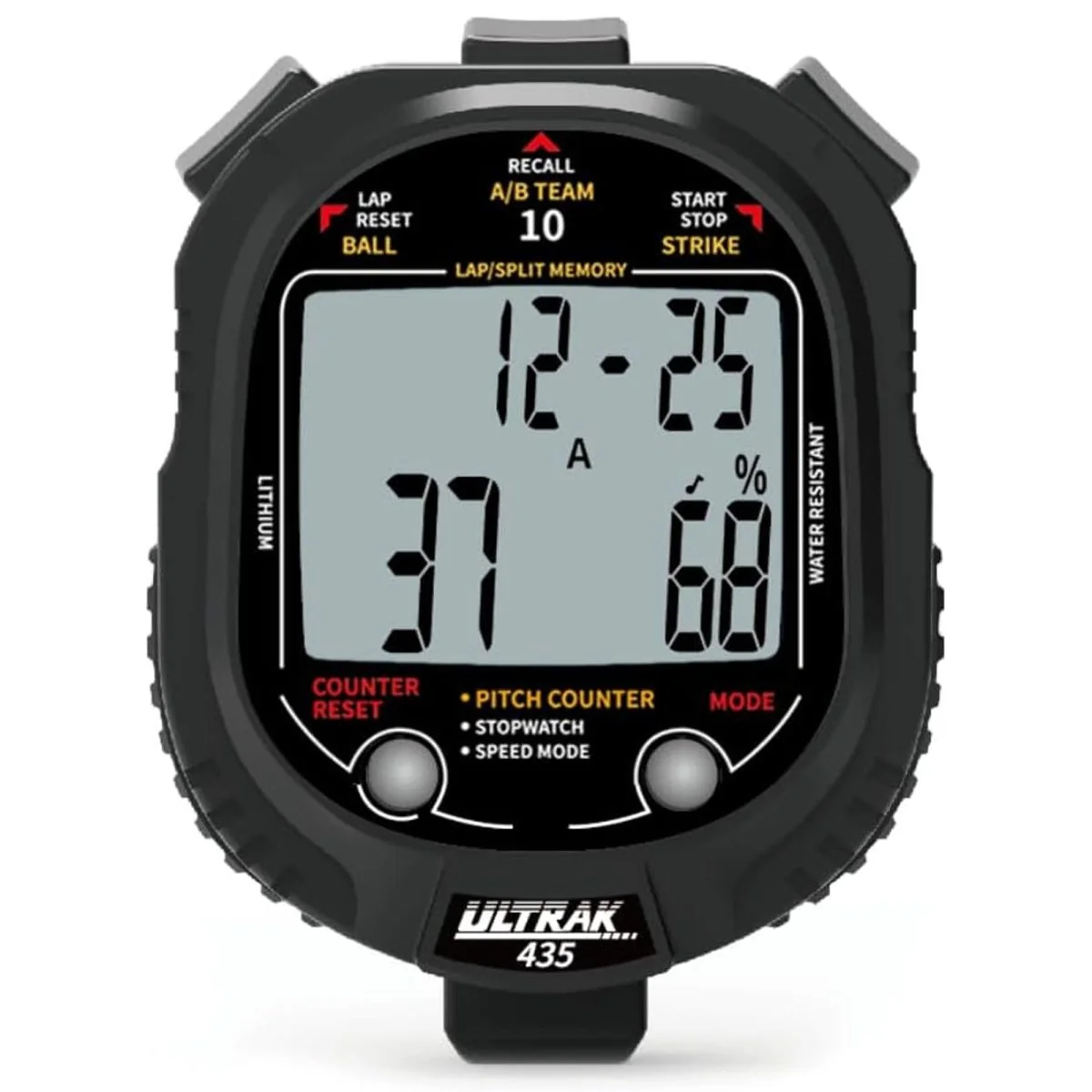 Ultrak 435 Pitch Counter & Pitch Speed with 10 Memory Stopwatch - Black