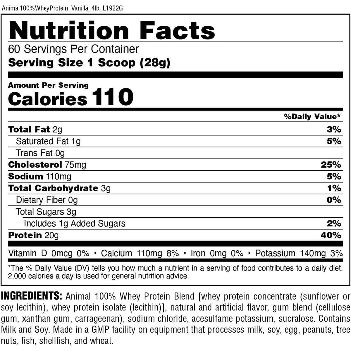Universal Nutrition Animal 100% Whey Protein Powder - 60 Servings - Image 2