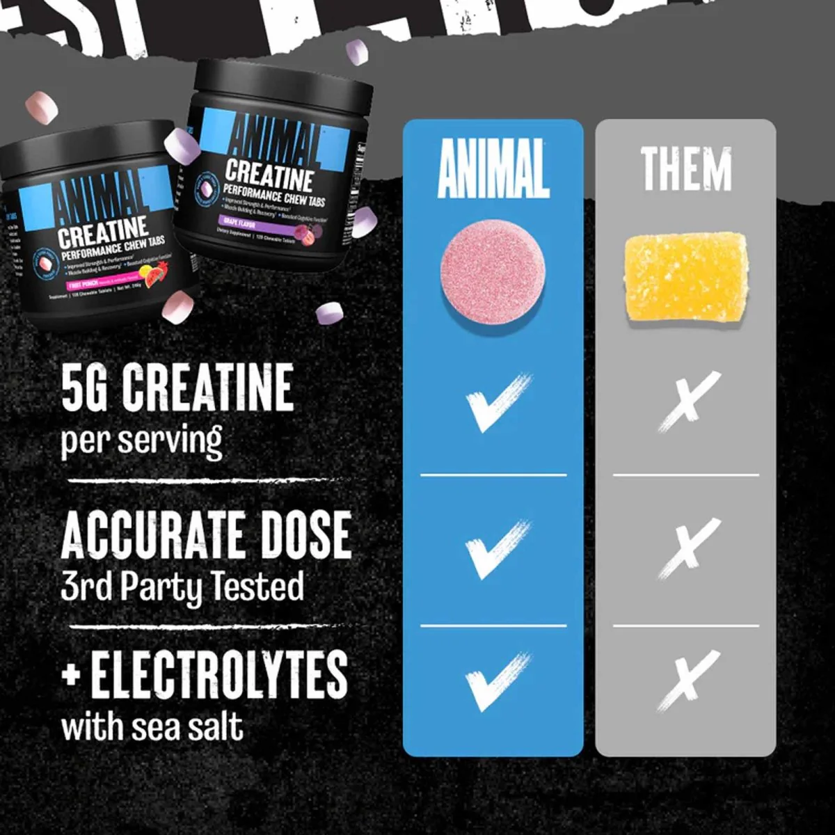 Universal Nutrition Animal Creatine Chews - 120 Tablets - Image 2