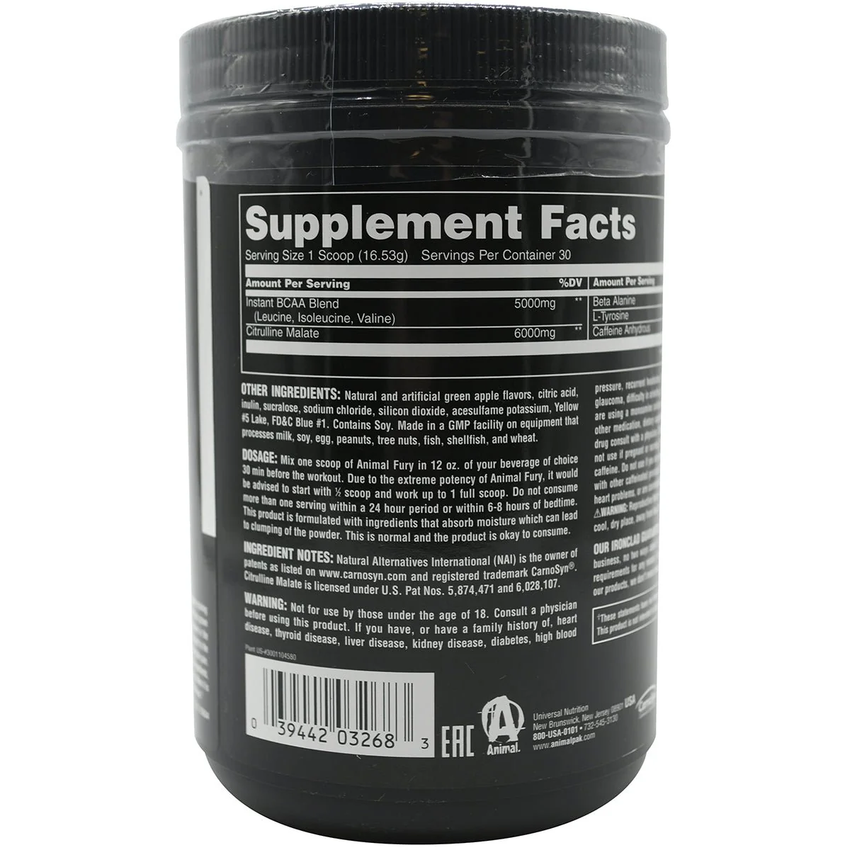 Universal Nutrition Animal Fury Powder, BCAAs & Energy Supplement - Image 11