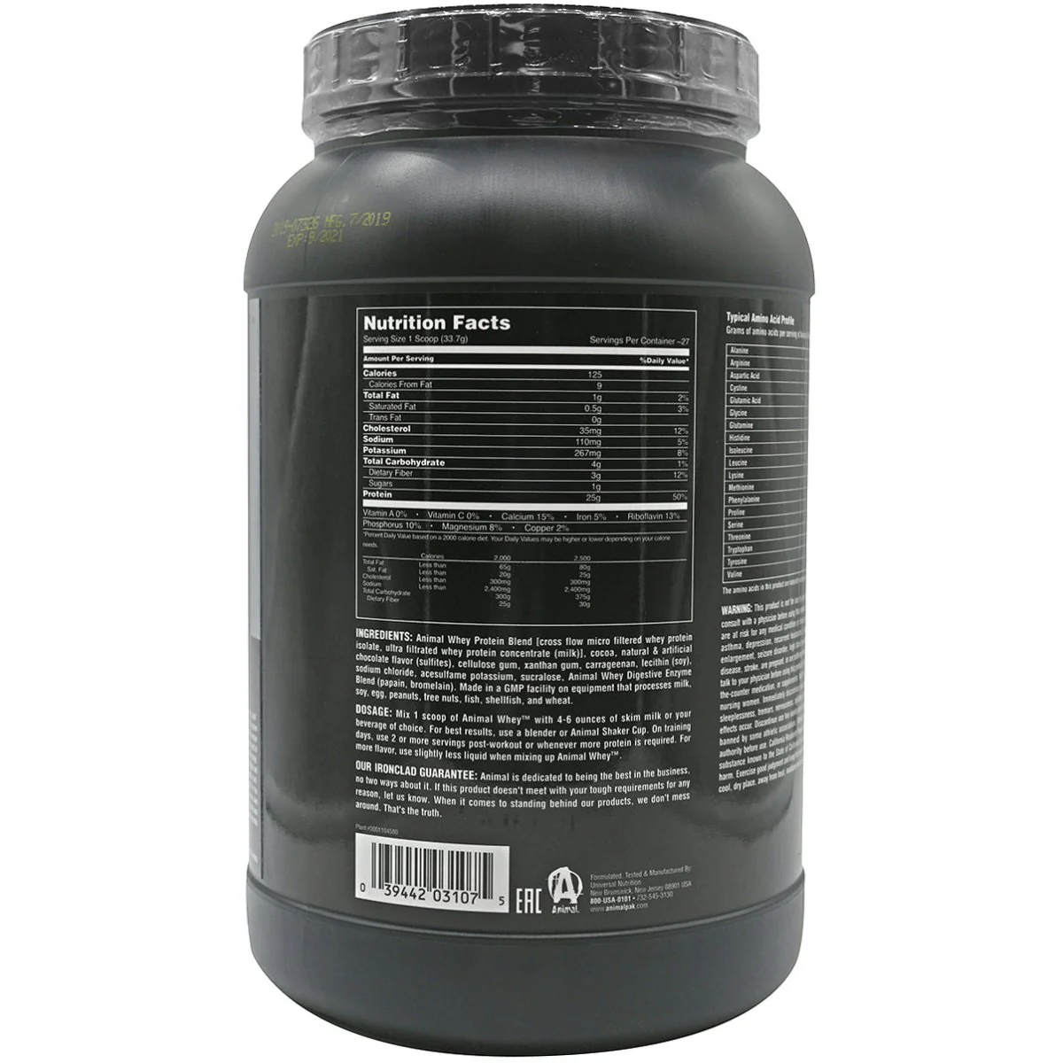 Universal Nutrition Animal Whey - About 27 Servings - Cookies & Cream - Image 2