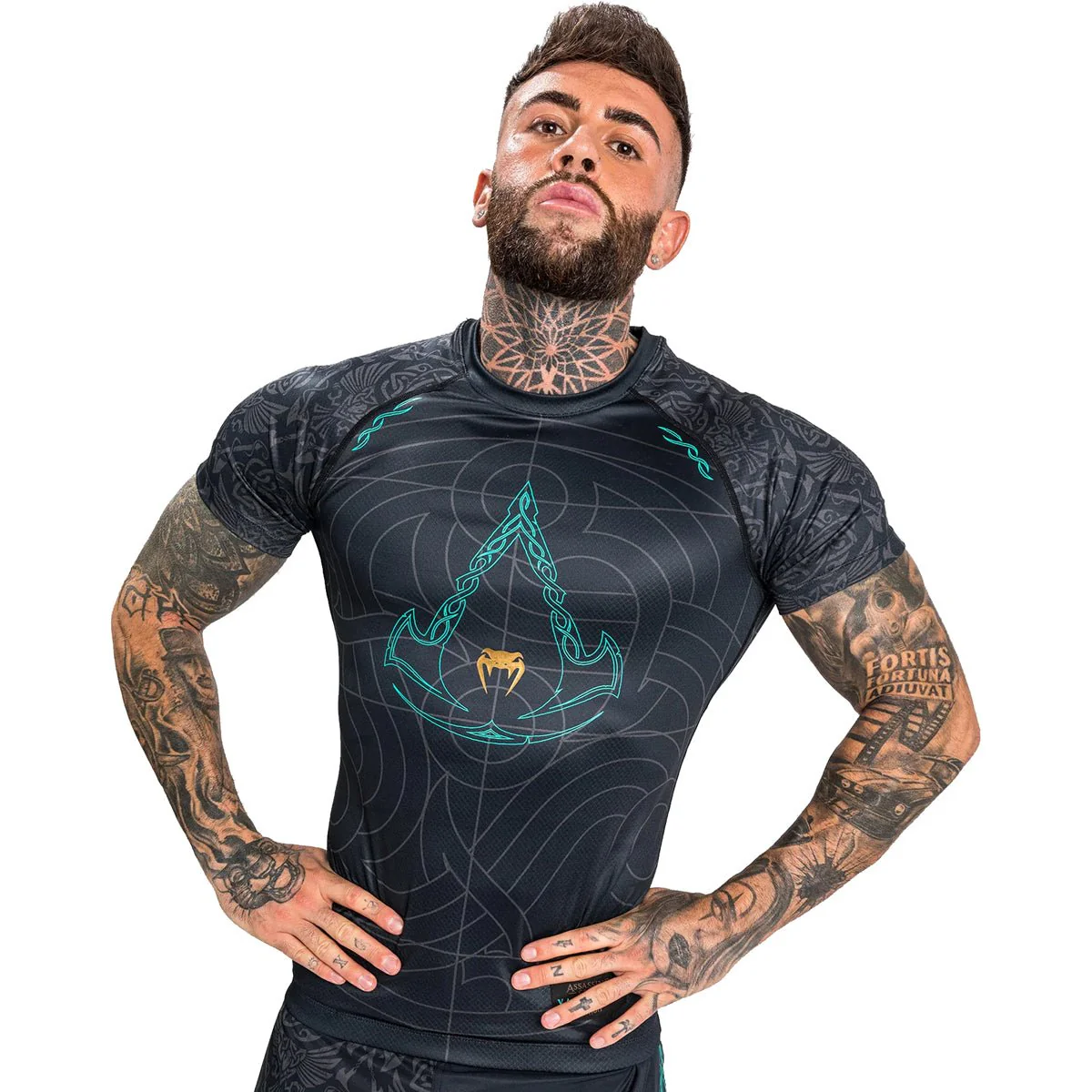 Venum Assassin's Creed Reloaded Short Sleeve Rashguard - Black - Image 4