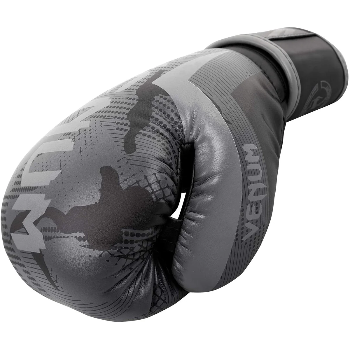 Venum Elite Hook and Loop Boxing Gloves - Black/Dark Camo - Image 3