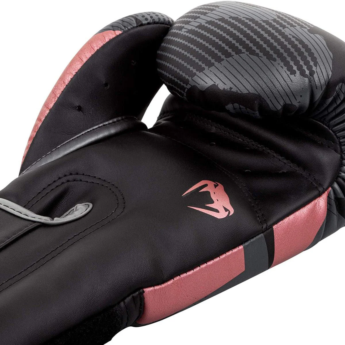 Venum Elite Hook and Loop Boxing Gloves - Black/Pink/Gold - Image 5