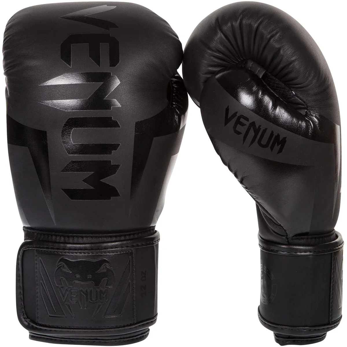 Venum Elite Hook and Loop Boxing Gloves - Matte Black