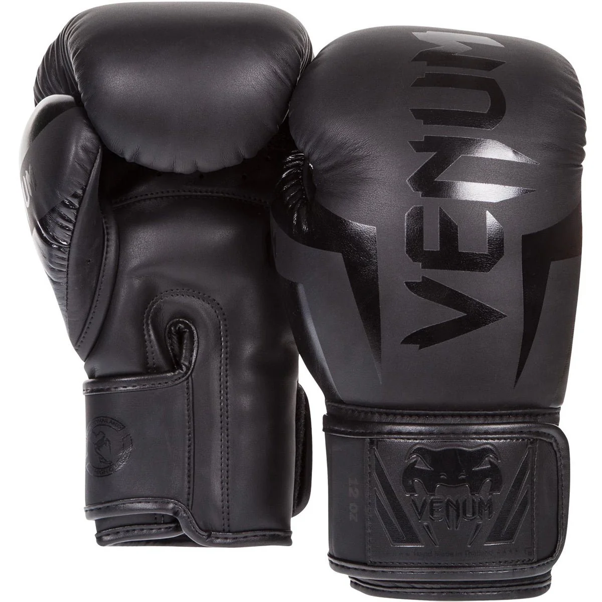 Venum Elite Hook and Loop Boxing Gloves - Matte Black - Image 2