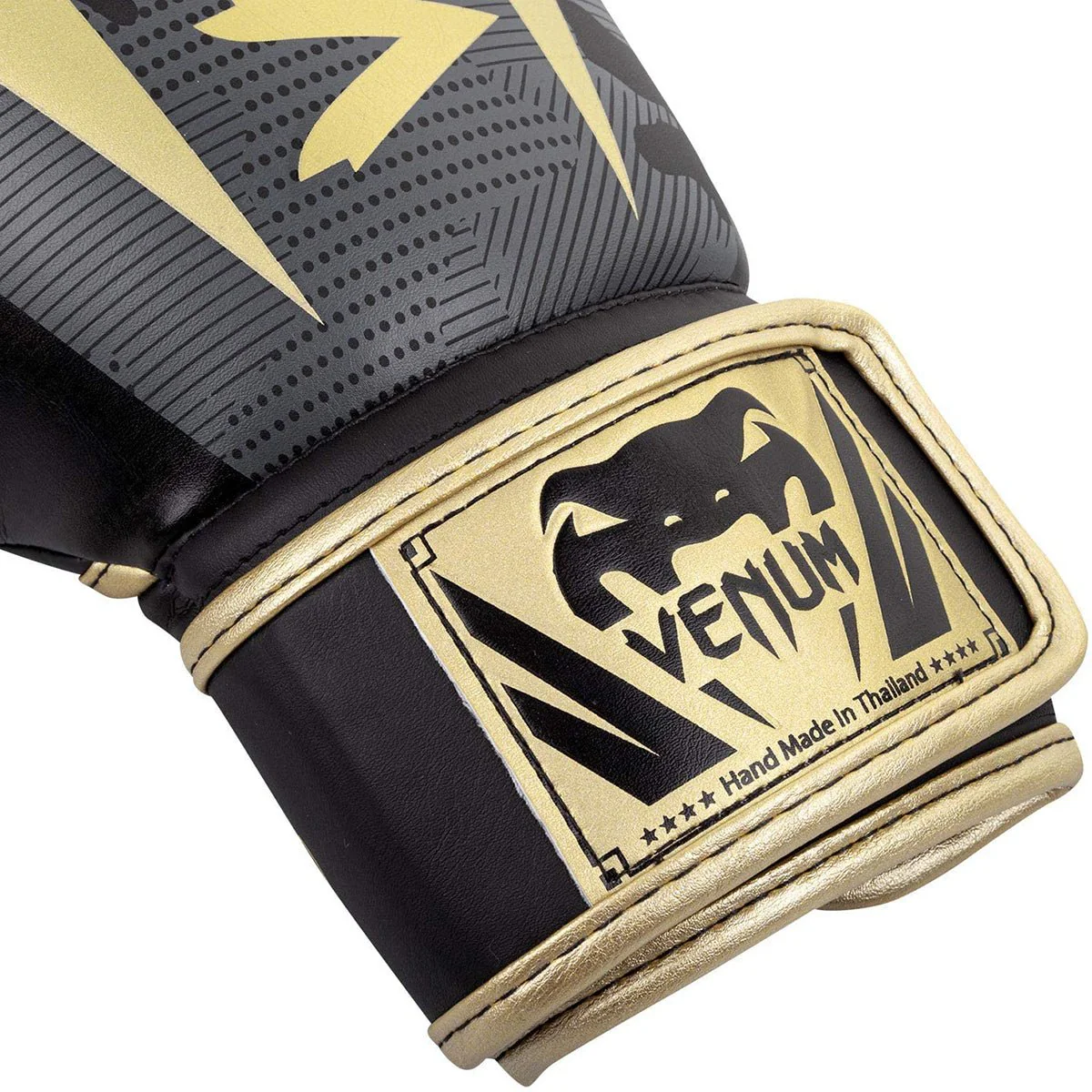 Venum Elite Hook and Loop Training Boxing Gloves - Dark Camo/Gold - Image 4