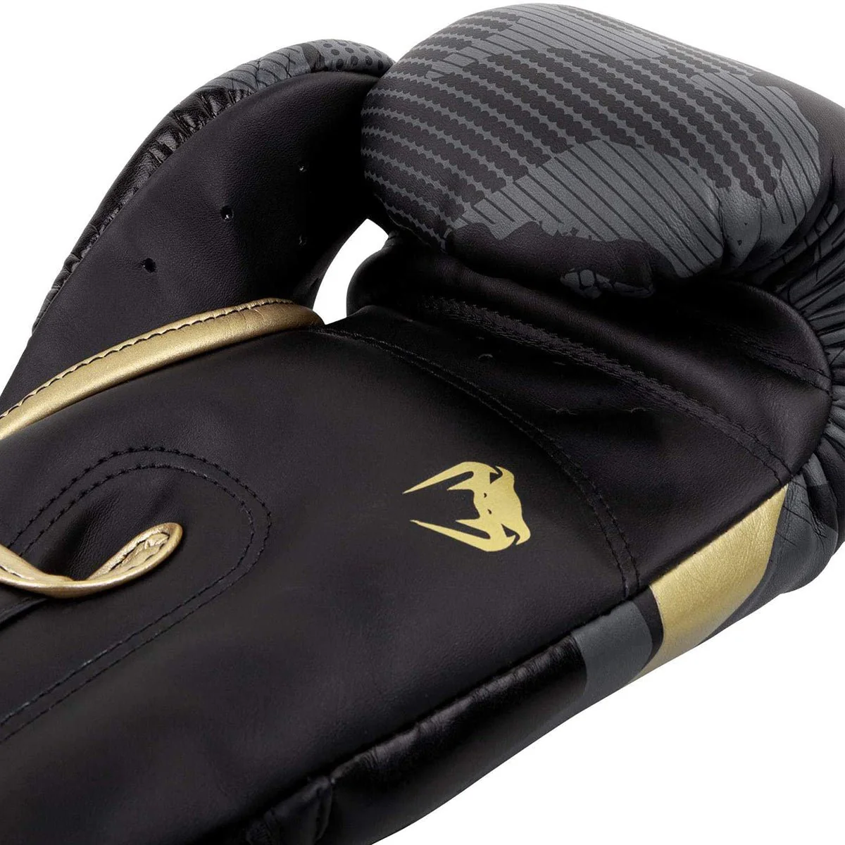 Venum Elite Hook and Loop Training Boxing Gloves - Dark Camo/Gold - Image 5