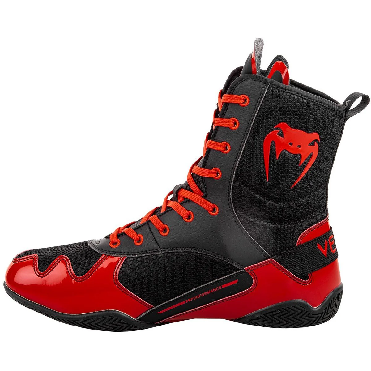 Venum Elite Professional Boxing Shoes - Black/Red - Image 2