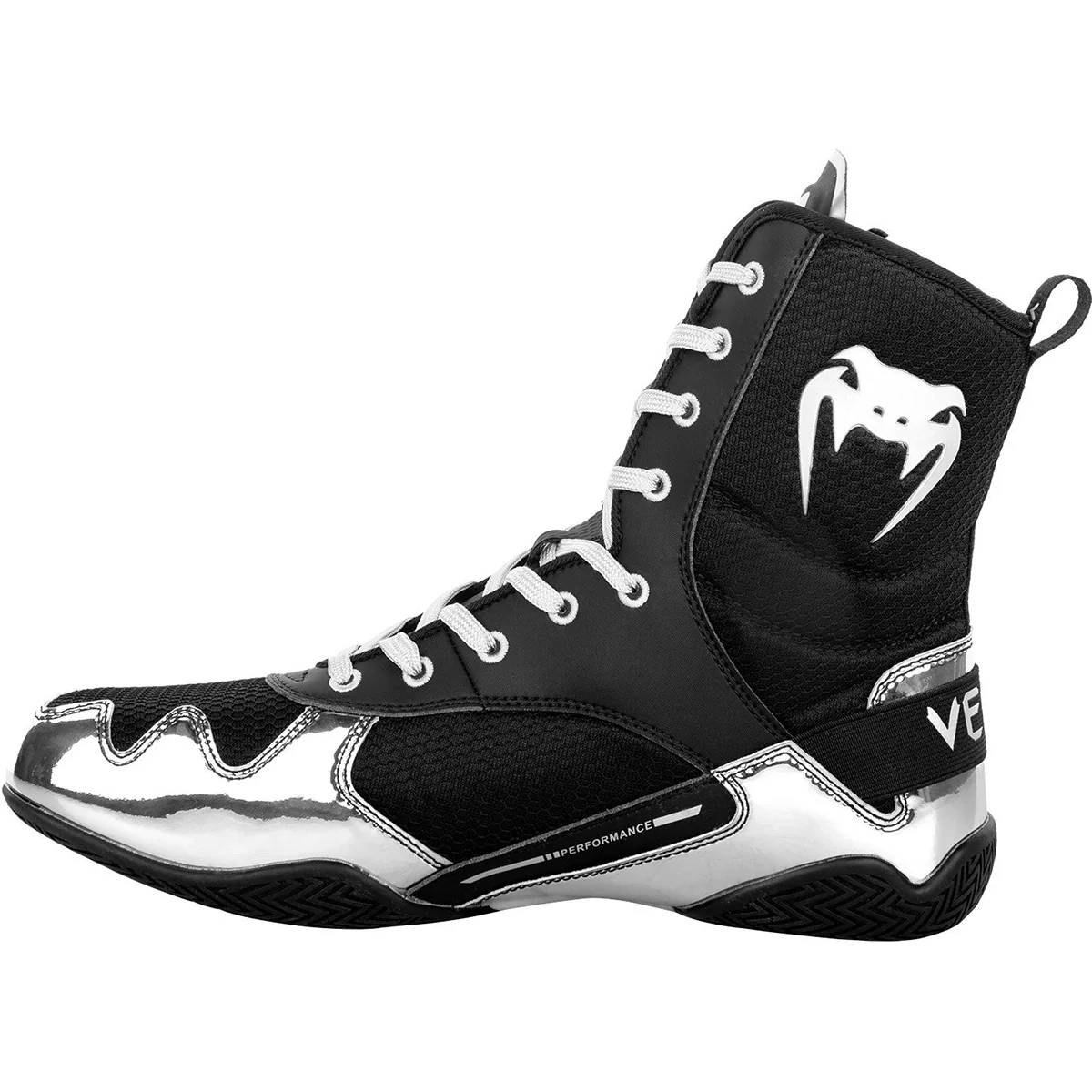 Venum Elite Professional Boxing Shoes - Black/Silver - Image 2