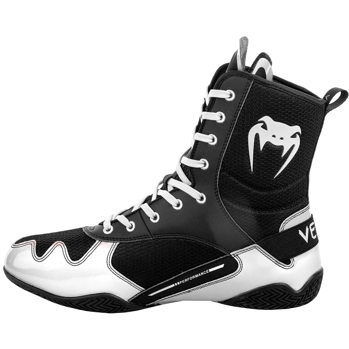 Venum Elite Professional Boxing Shoes - Black/White - Image 2