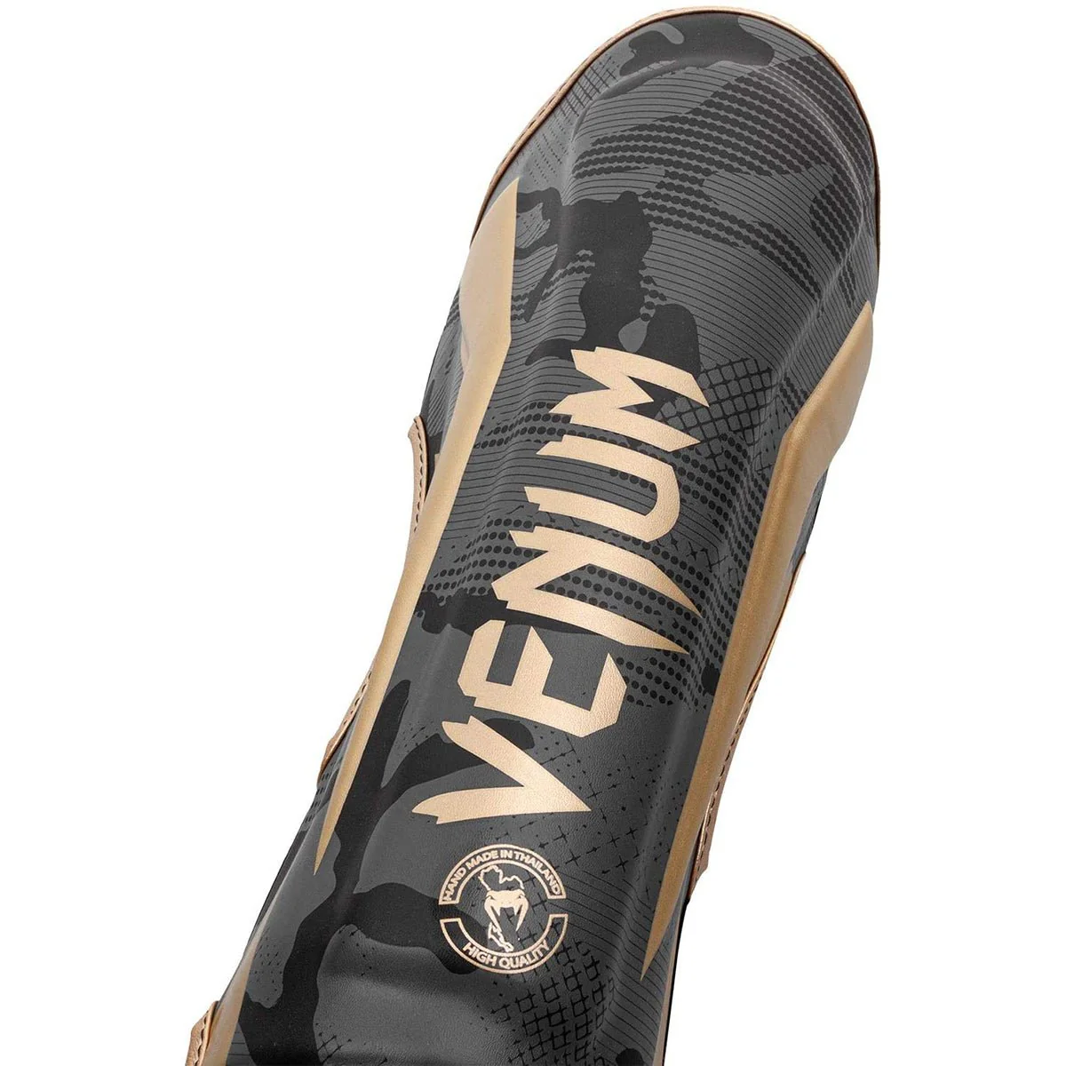 Venum Elite Protective MMA Shin Instep Guards - Dark Camo/Gold - Image 2