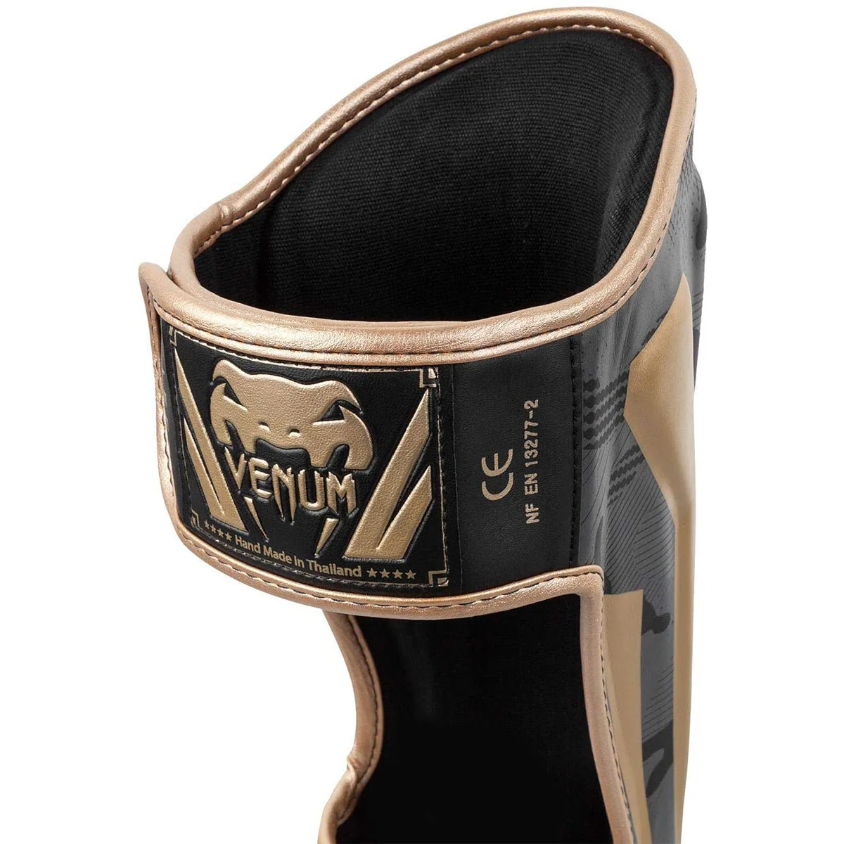 Venum Elite Protective MMA Shin Instep Guards - Dark Camo/Gold - Image 4