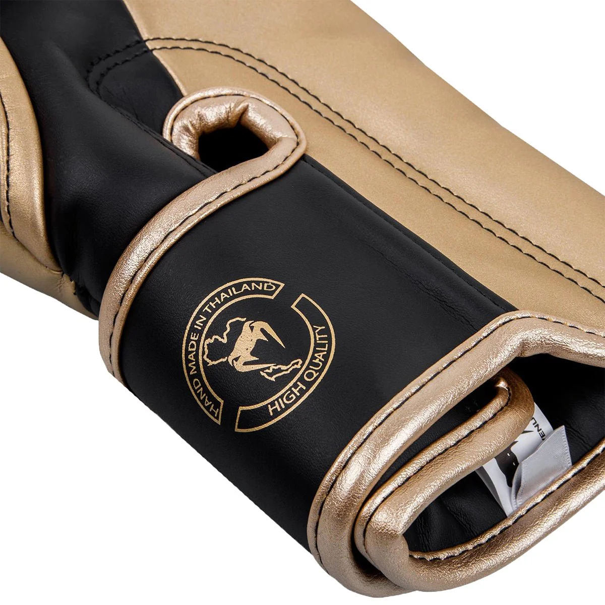Venum Elite Skintex Leather Hook and Loop Training Boxing Gloves - Black/Gold - Image 5