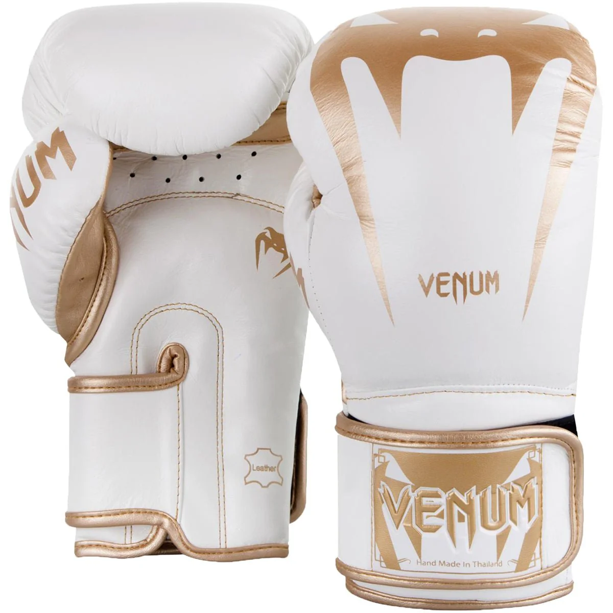 Venum Giant 3.0 Nappa Leather Hook and Loop Training Boxing Gloves - White/Gold