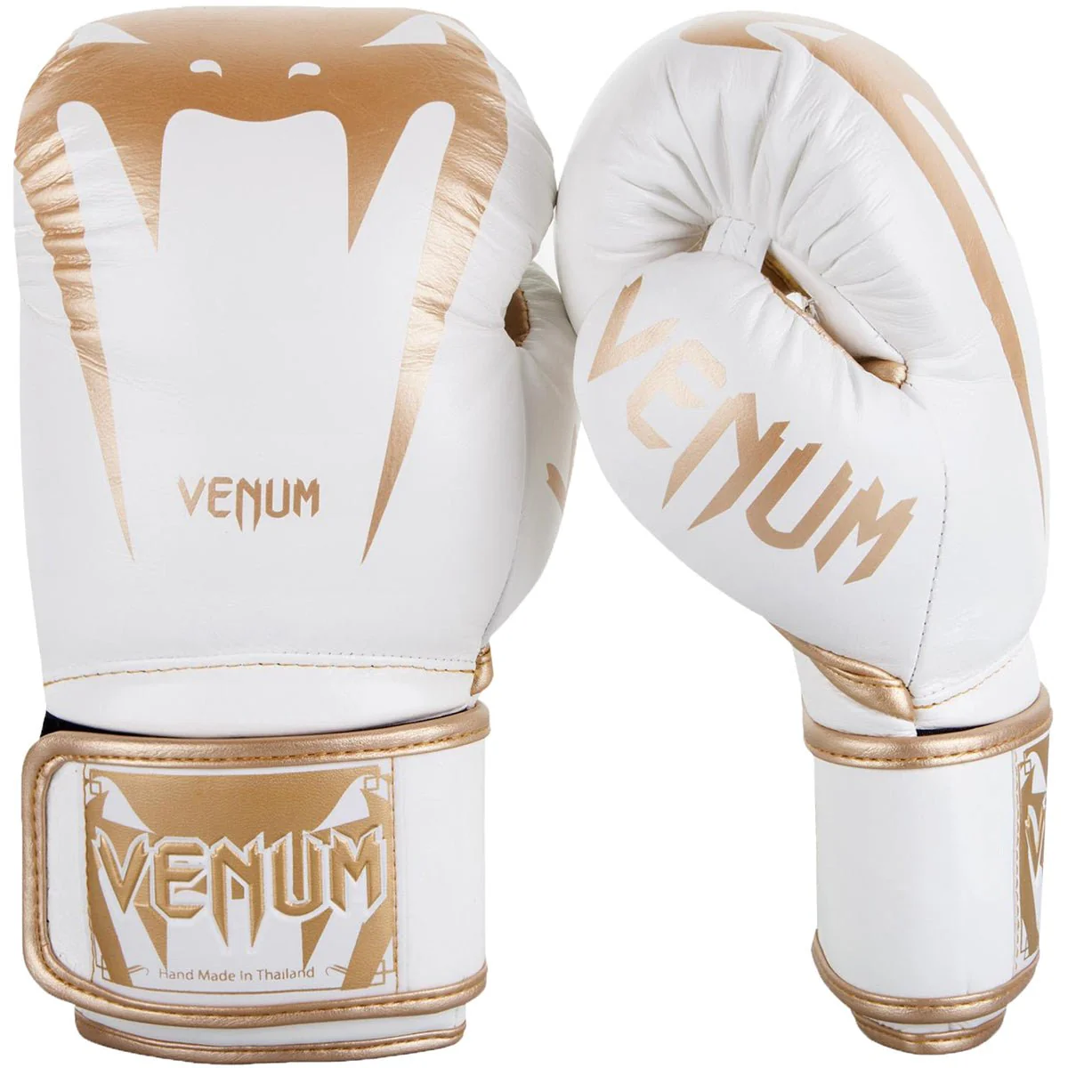 Venum Giant 3.0 Nappa Leather Hook and Loop Training Boxing Gloves - White/Gold - Image 2