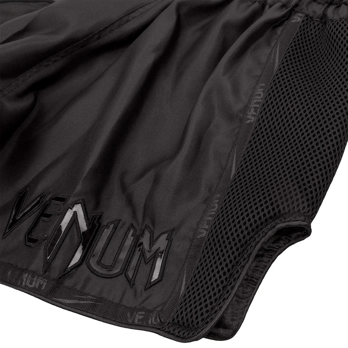 Venum Giant Lightweight Muay Thai Shorts - Black/Black - Image 4