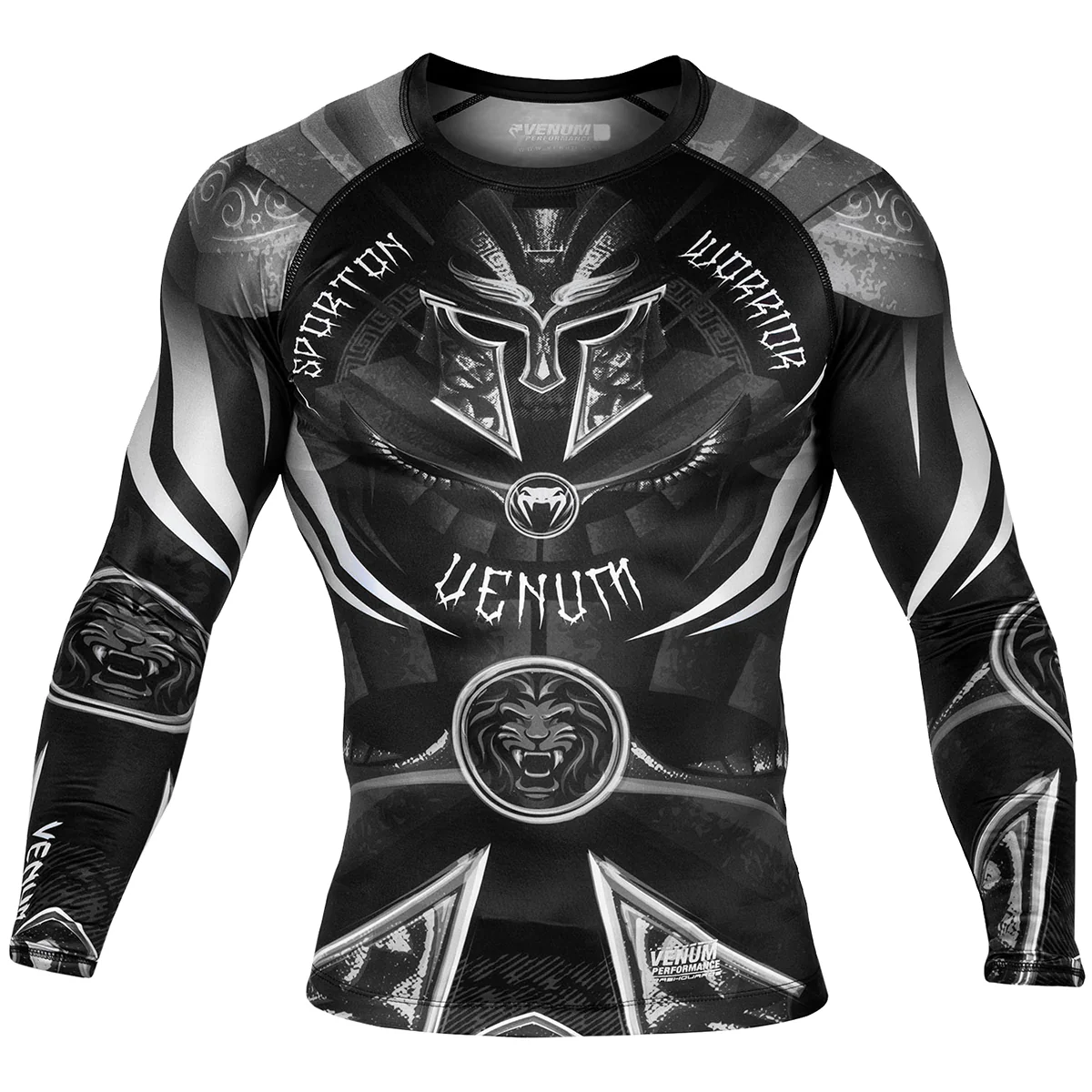 Venum Gladiator 3.0 Long Sleeve MMA Rashguard - Black/White