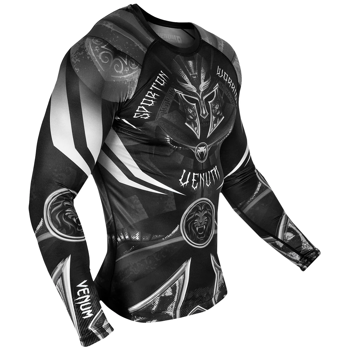 Venum Gladiator 3.0 Long Sleeve MMA Rashguard - Black/White - Image 3