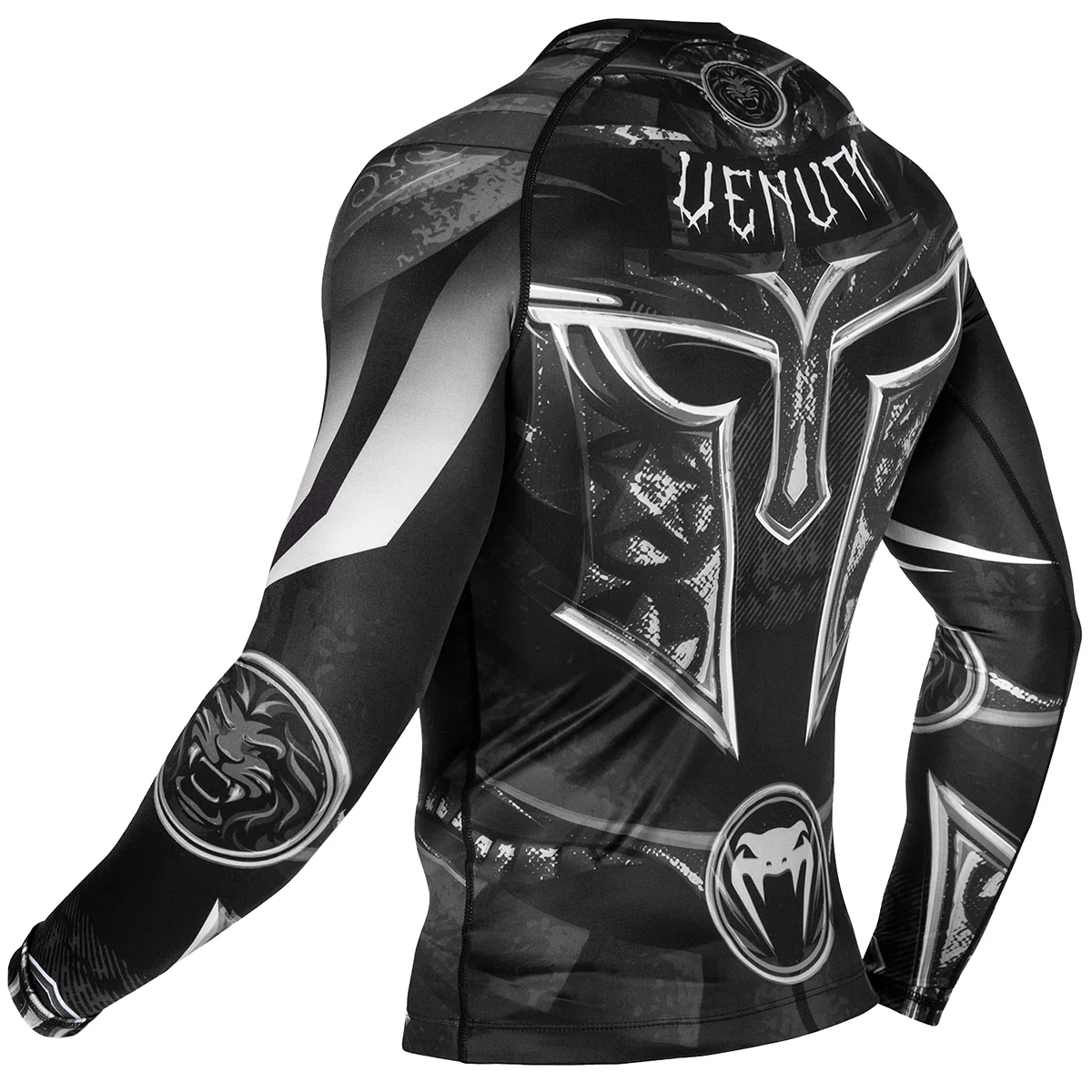 Venum Gladiator 3.0 Long Sleeve MMA Rashguard - Black/White - Image 4