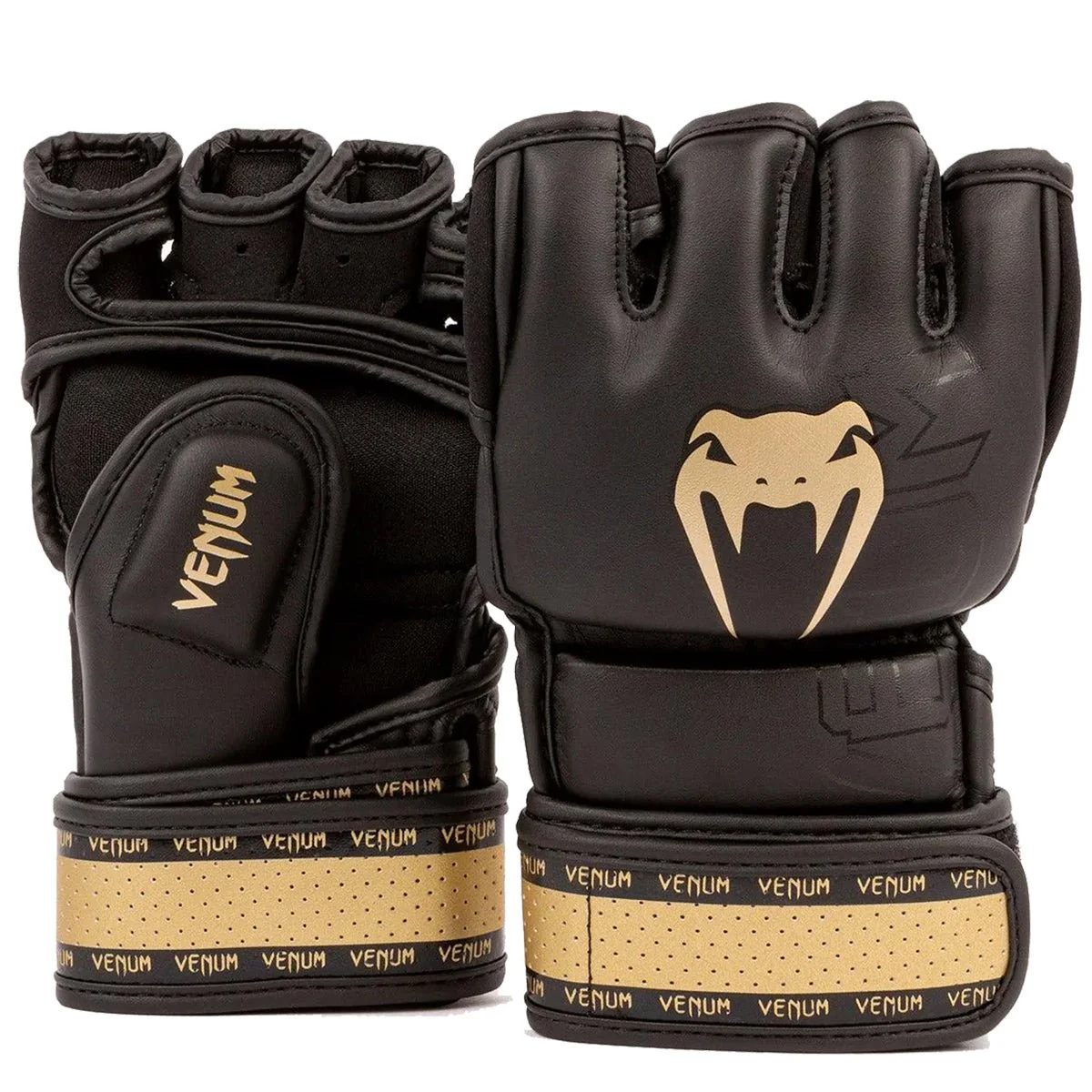 Venum Impact 2.0 Hook and Loop MMA Gloves - Black/Gold