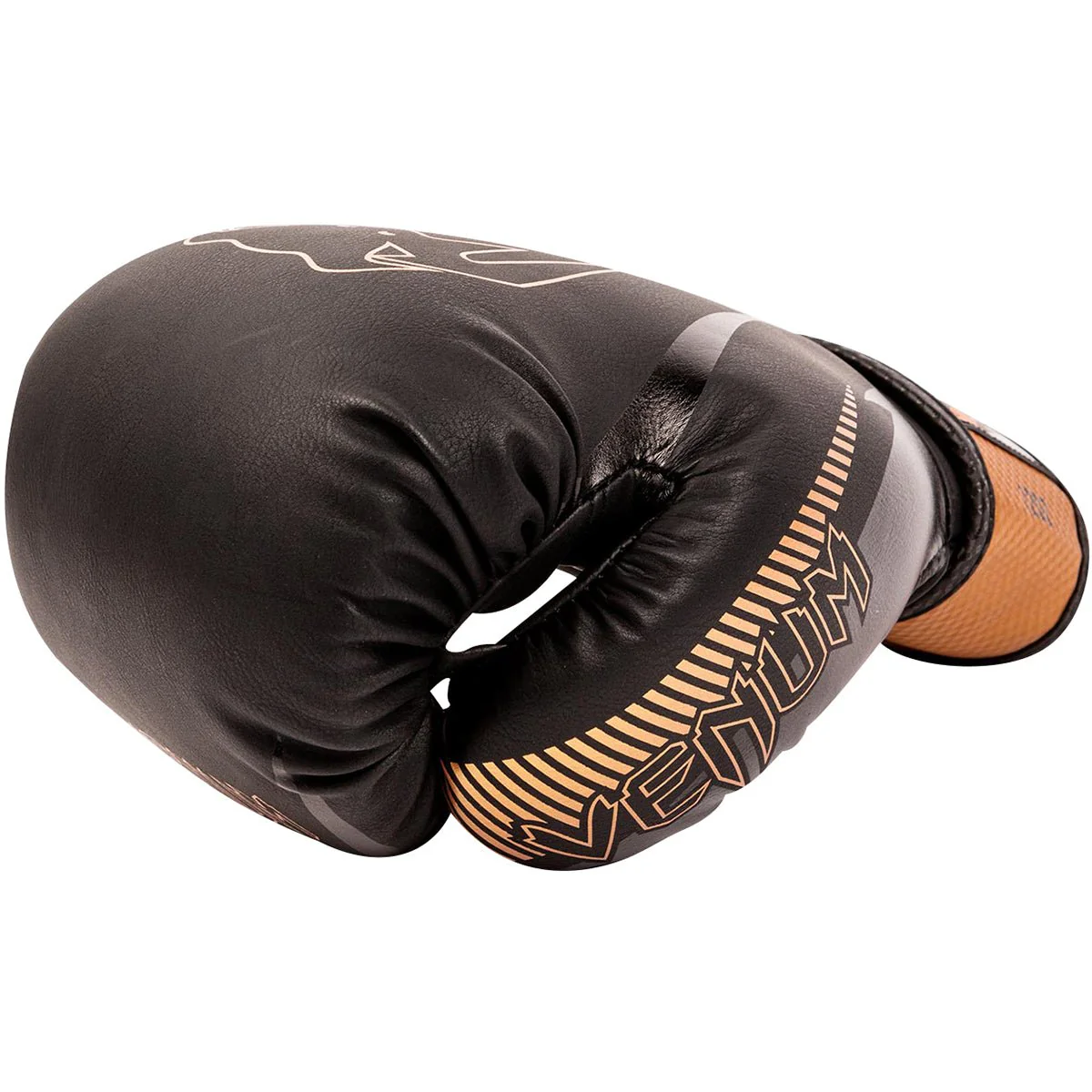 Venum Impact Hook and Loop Boxing Gloves - Black/Bronze - Image 3