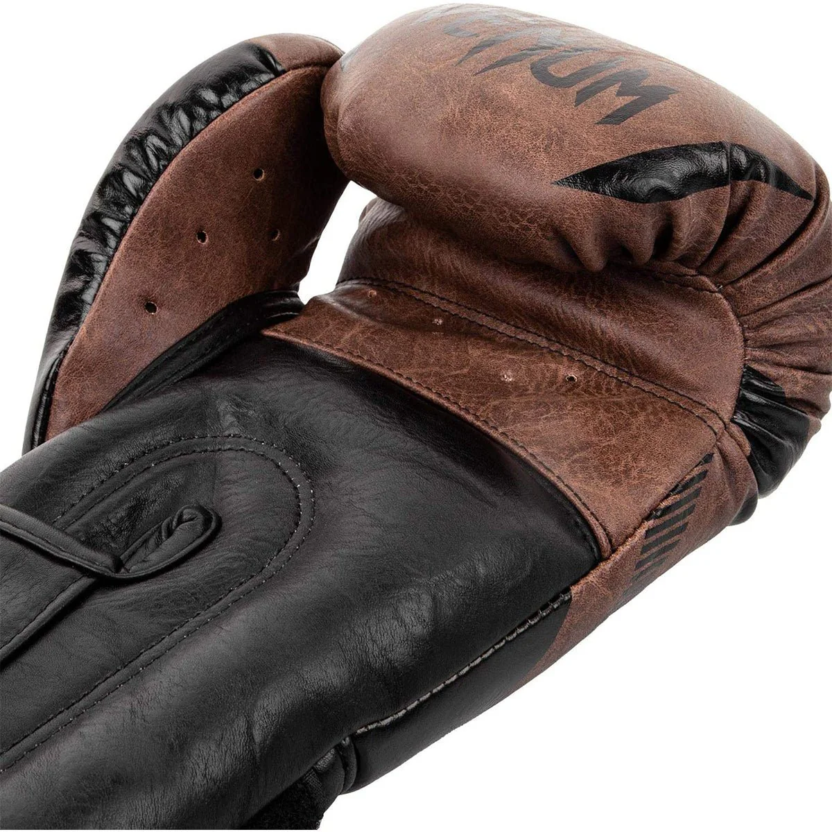 Venum Impact Hook and Loop Boxing Gloves - Black/Brown - Image 4