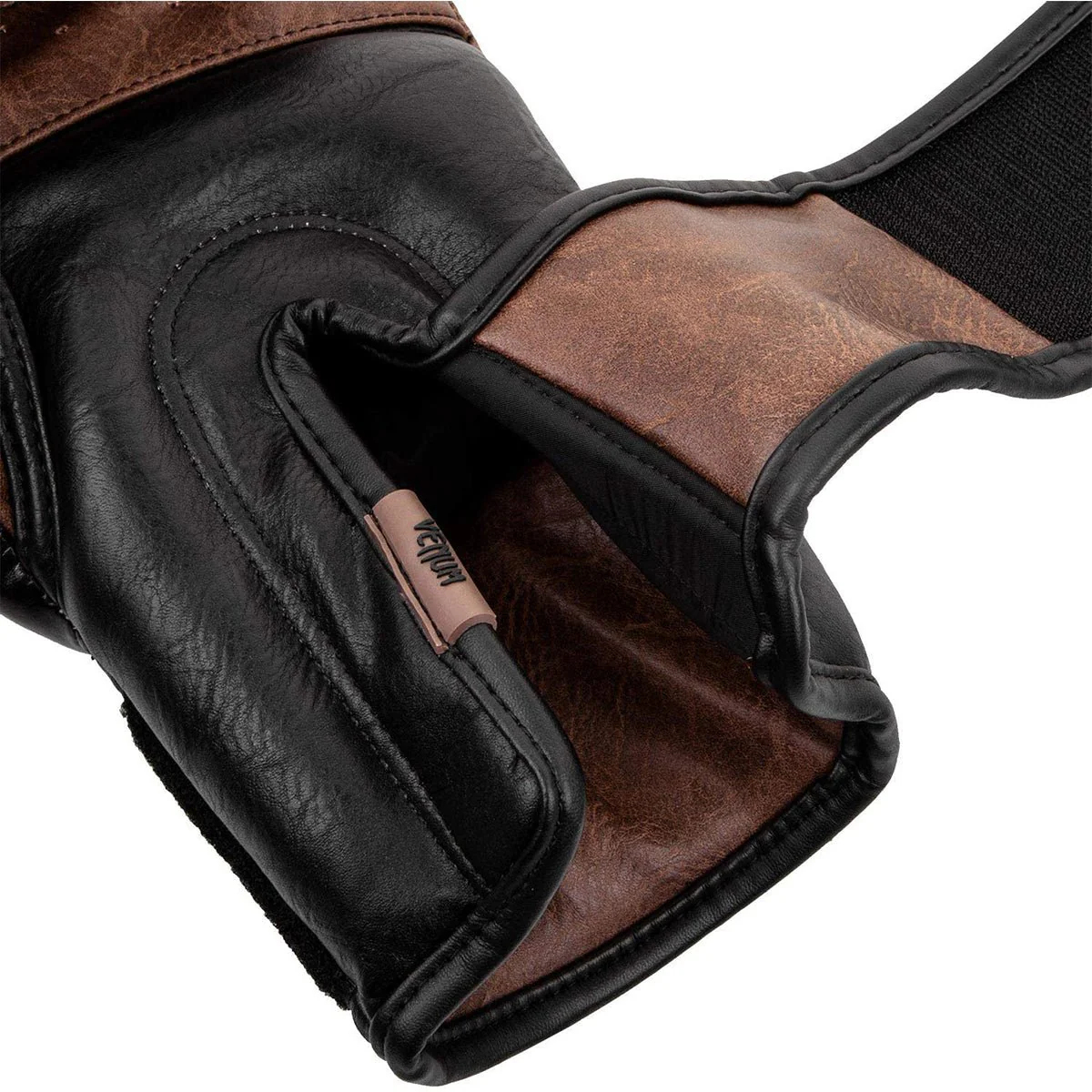 Venum Impact Hook and Loop Boxing Gloves - Black/Brown - Image 5