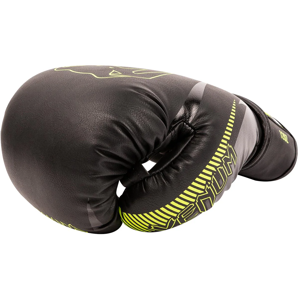 Venum Impact Hook and Loop Boxing Gloves - Black/Neo Yellow - Image 3
