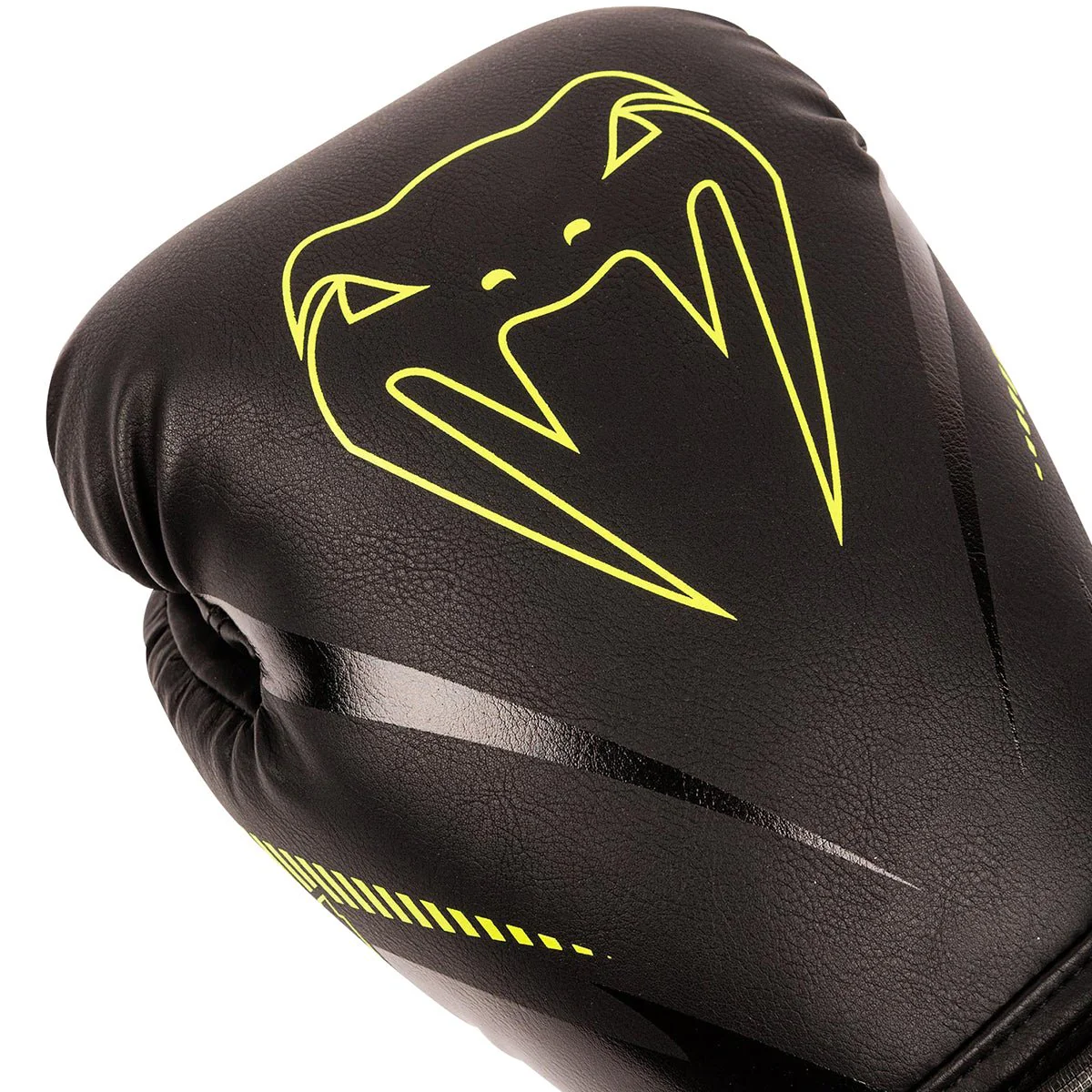 Venum Impact Hook and Loop Boxing Gloves - Black/Neo Yellow - Image 4