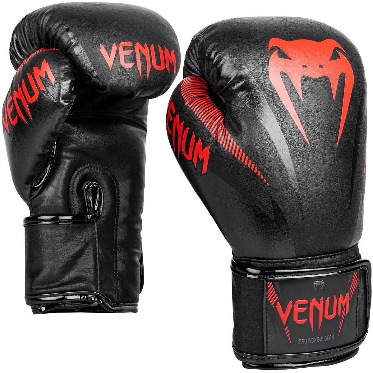 Venum Impact Hook and Loop Boxing Gloves - Black/Red - Image 2